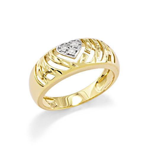 Aloha Heart Ring with Diamonds in 14K Yellow Gold - Small