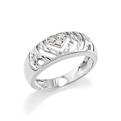 Aloha Heart Ring with Diamonds in 14K White Gold - Small