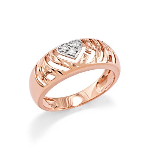 Aloha Heart Ring with Diamonds in 14K Rose Gold - Small