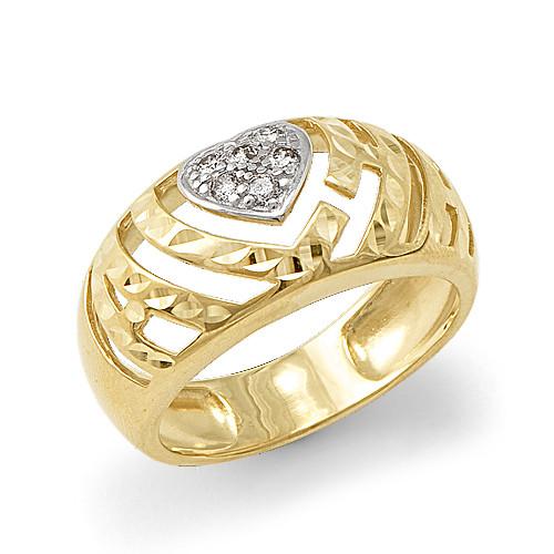 Aloha Heart Ring with Diamonds in 14K Yellow Gold - Large